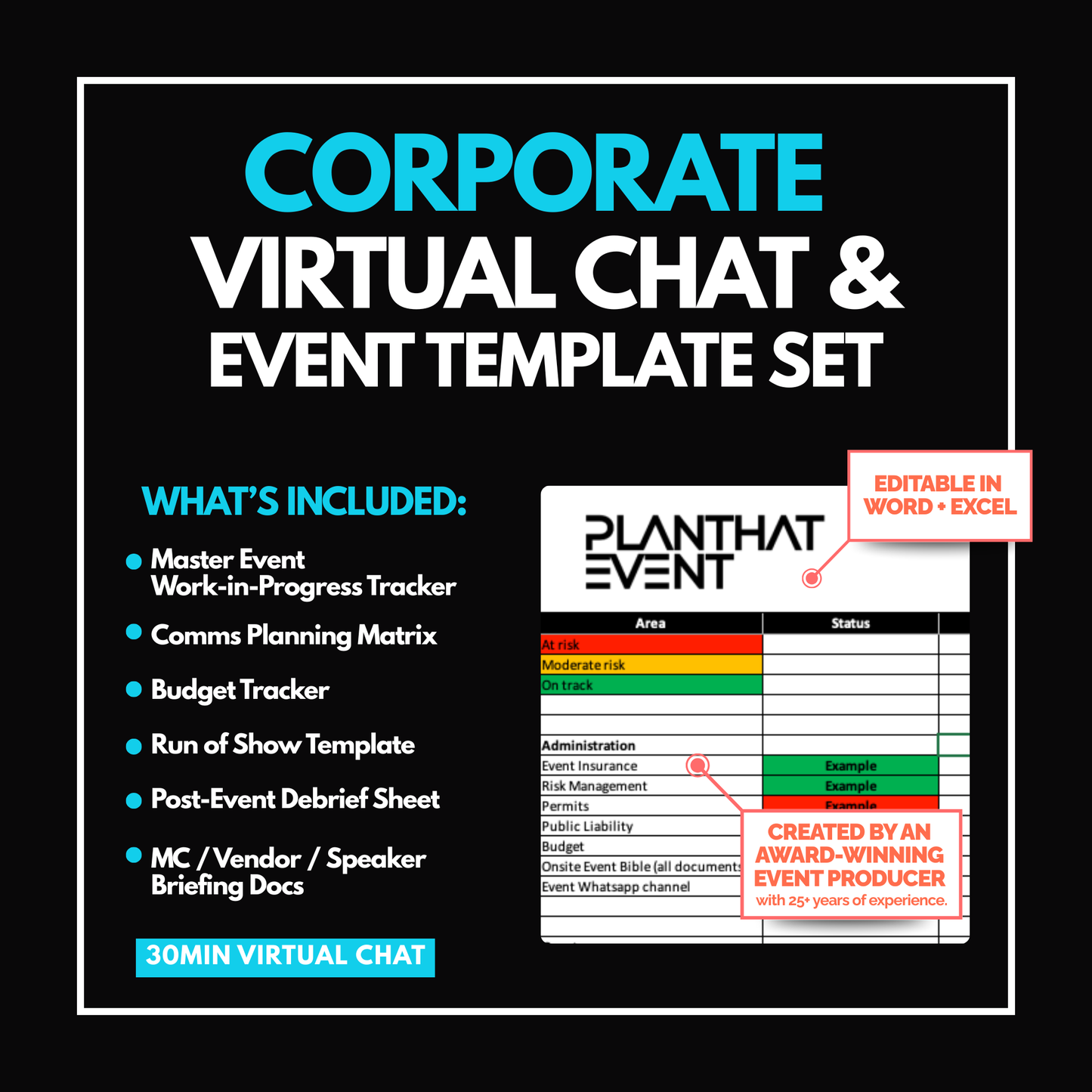 Corporate Event Template Set + Virtual Consultation | Professional Event Templates