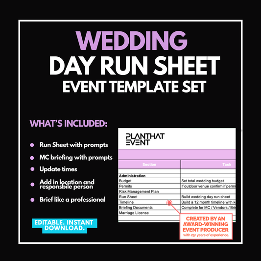 Wedding Day Run Sheet Templates - Complete Timeline for the Wedding Day & MC