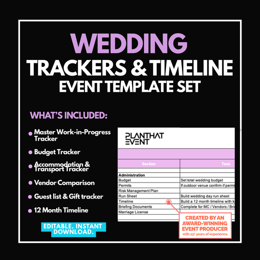 Wedding Tracker Templates - Track Guest Lists, Work in Progress, Budget and vendors