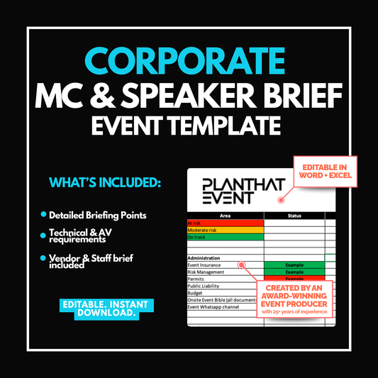 Corporate Event Briefing Templates -  MC, Speaker, Vendor & Staff Professional Briefing Template