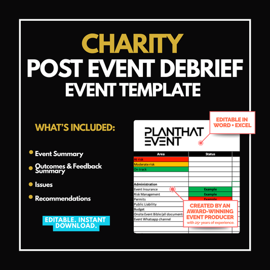 Charity Event Post-Event Debrief Template - Performance Analysis Tool
