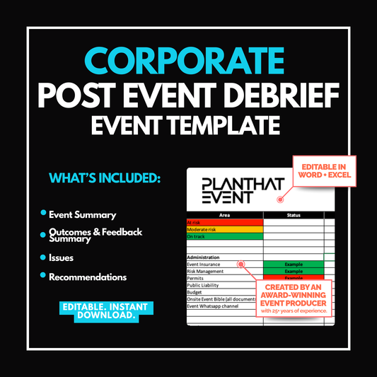 Corporate Event Post Event Debrief Template - Complete Event Analysis & Review Guide
