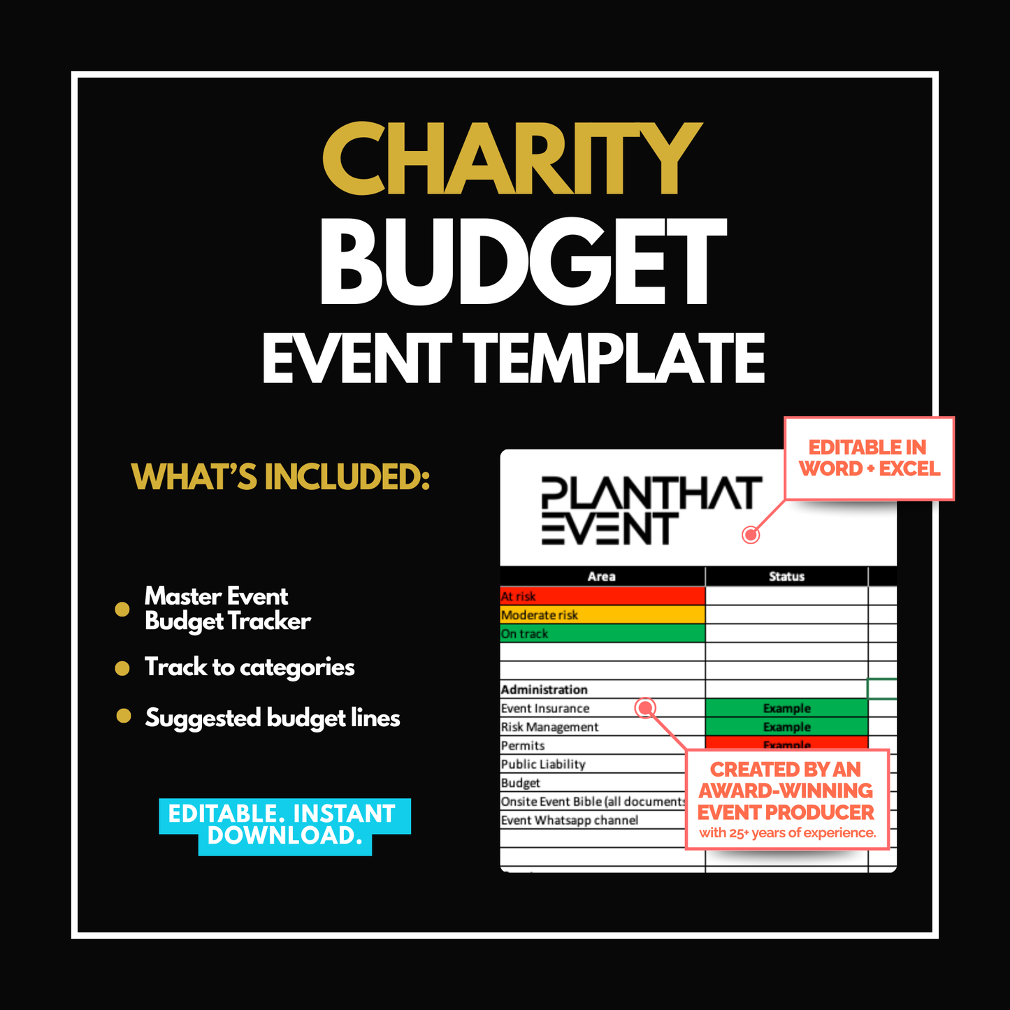 Charity Event Budget Tracker Template - Financial Planning Tool